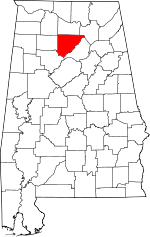 Map of Alabama highlighting Cullman County