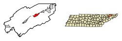 Location in Hawkins County, Tennessee