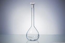 A borosilicate volumetric flask