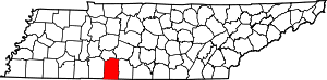 Map of Tennessee highlighting Lawrence County