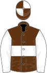 Brown, white hoop and sleeves, quartered cap