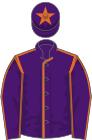 Purple, orange seams, purple cap, orange star