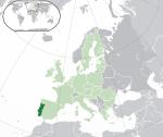 Map showing Portugal in Europe