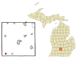 Location of Bellevue in Eaton County, Michigan