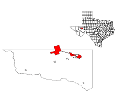 Location of Monahans, Texas