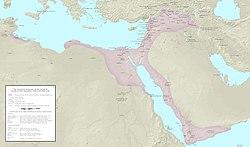 Ayyubid Sultanate (in pink) at the death of Saladin in 1193
