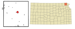 Location within Brown County and Kansas