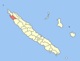 Location of the commune (in red) within New Caledonia