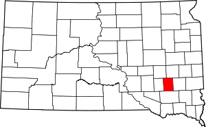 Map of South Dakota highlighting Hanson County