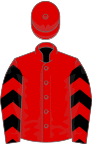 Red, Black chevrons on sleeves, Red cap