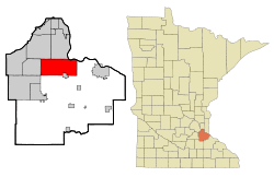 Location of the city of Rosemount within Dakota County, Minnesota