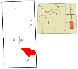 Location in Platte County and the state of Wyoming.