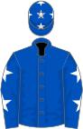 Royal blue, white stars on sleeves, white stars on cap