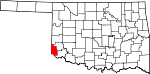 State map highlighting Harmon County