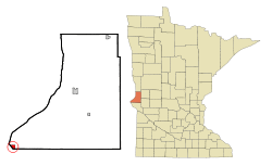 Location of Browns Valley within Traverse County, Minnesota