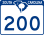 South Carolina Highway 200 marker