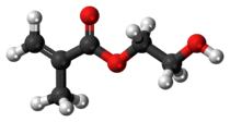 Ball-and-stick model of the hydroxyethyl methacrylate molecule