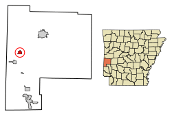 Location of Hatfield in Polk County, Arkansas.