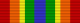 Width-44 ribbon with width-6 central ultramarine blue stripe, flanked by pairs of stripes that are respectively width-4 emerald, width-3 golden yellow, width-5 orange, and width-7 scarlet