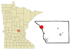Location of Rice within Benton County and state of Minnesota