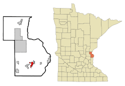 Location of the city of Lindström within Chisago County, Minnesota