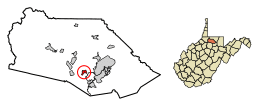Location of Monongah in Marion County, West Virginia.