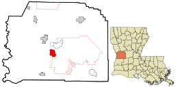 Location in Vernon Parish and the state of Louisiana.