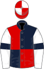 Dark blue and red (quartered), white sleeves, dark blue armlets, red and white quartered cap