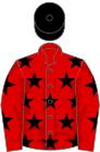 Red, black stars, black cap