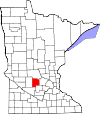 State map highlighting Meeker County