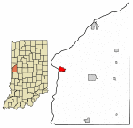 Location of Covington in Fountain County, Indiana.