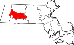 State map highlighting Hampshire County