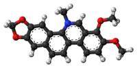 Ball-and-stick model of the chelerythrine molecule