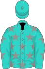 Turquoise, grey stars, turquoise cap