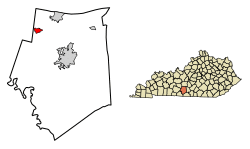 Location of Park City in Barren County, Kentucky.
