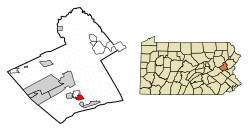 Location of Parryville in Carbon County, Pennsylvania.