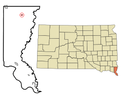 Location in Union County and the state of South Dakota