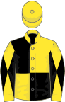 Yellow and black (quartered), diabolo on sleeves, yellow cap