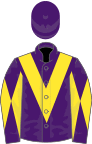 Purple, yellow chevron, diabolo on sleeves, purple cap