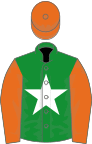 Green, white star, orange sleeves and cap