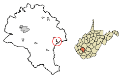 Location of Whitesville in Boone County, West Virginia.