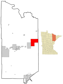 Location of the city of Babbitt within Saint Louis County, Minnesota