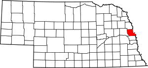 Map of Nebraska highlighting Washington County