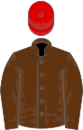 Brown, red cap
