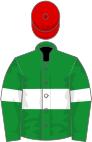 Green, white hoop and armlets, red cap