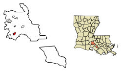 Location of St. Martinville in St. Martin Parish, Louisiana.