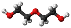 Ball-and-stick model of the diethylene glycol molecule