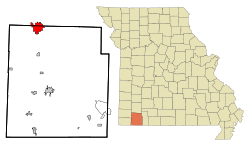 Location of Monett, Missouri