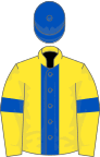 Yellow, royal blue stripe, armlets and cap