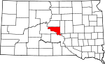 State map highlighting Hughes County